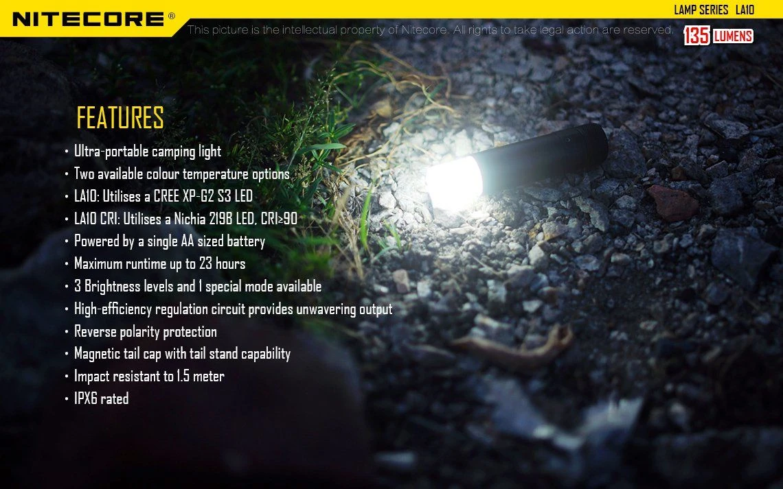Nitecore LA10 135 Lumen 1 X AA LED Camping Light - Image 2