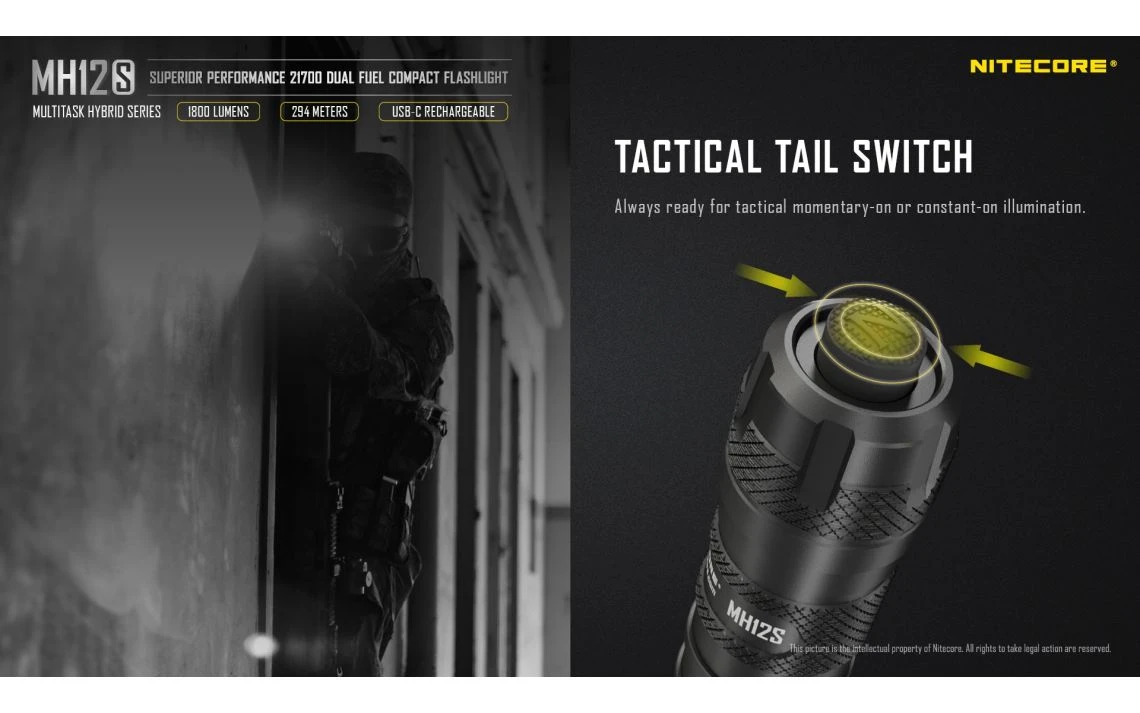 Nitecore MH12S 1800 Lumen Torch + Tiki Keychain Light Bundle 21 Nitecore MH12S 1800 Lumen Torch + Tiki Keychain Light Bundle - Image 19