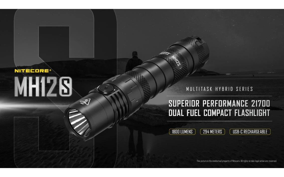 Nitecore MH12S 1800 Lumen Torch + Tiki Keychain Light Bundle 10 Nitecore MH12S 1800 Lumen Torch + Tiki Keychain Light Bundle - Image 8