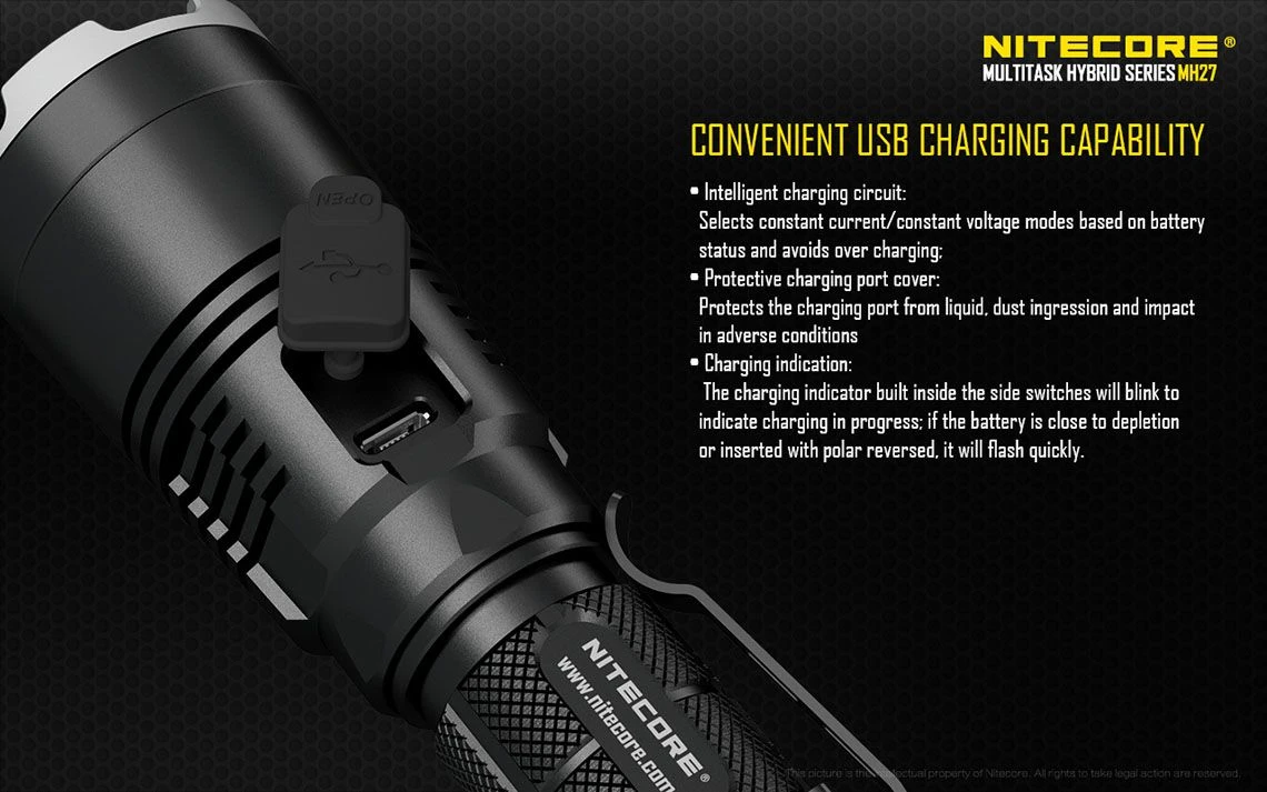 Nitecore MH27 'Tactical Blaze' Rechargeable Multi Colour Tactical LED Torch - Image 8