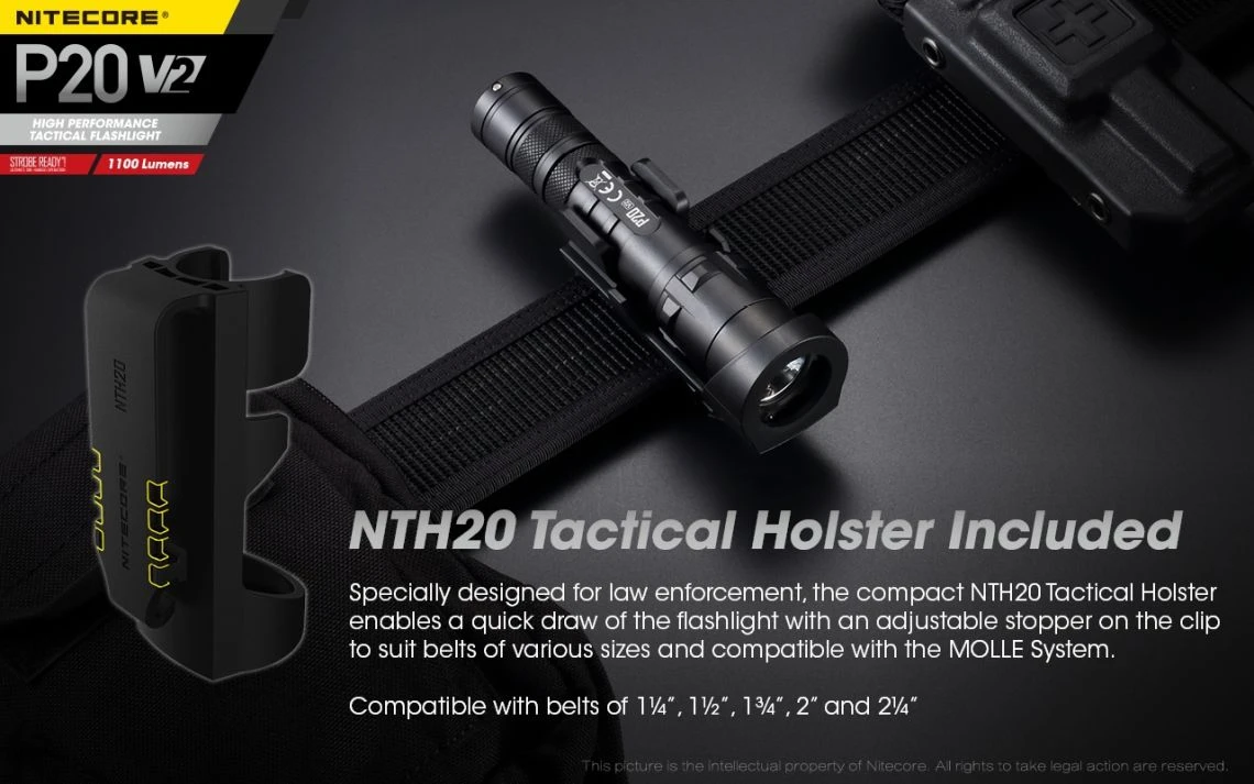 Nitecore P20 V2 Strobe Ready 1100 Lumen Tactical LED Torch - Image 8