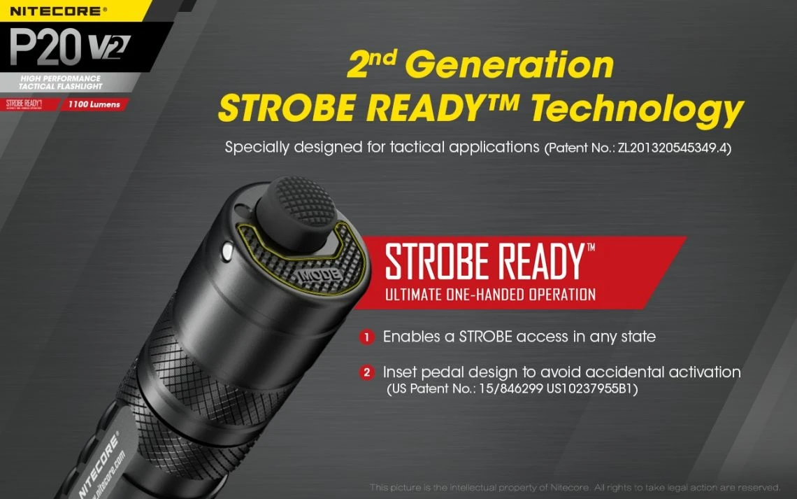 Nitecore P20 V2 Strobe Ready 1100 Lumen Tactical LED Torch - Image 11