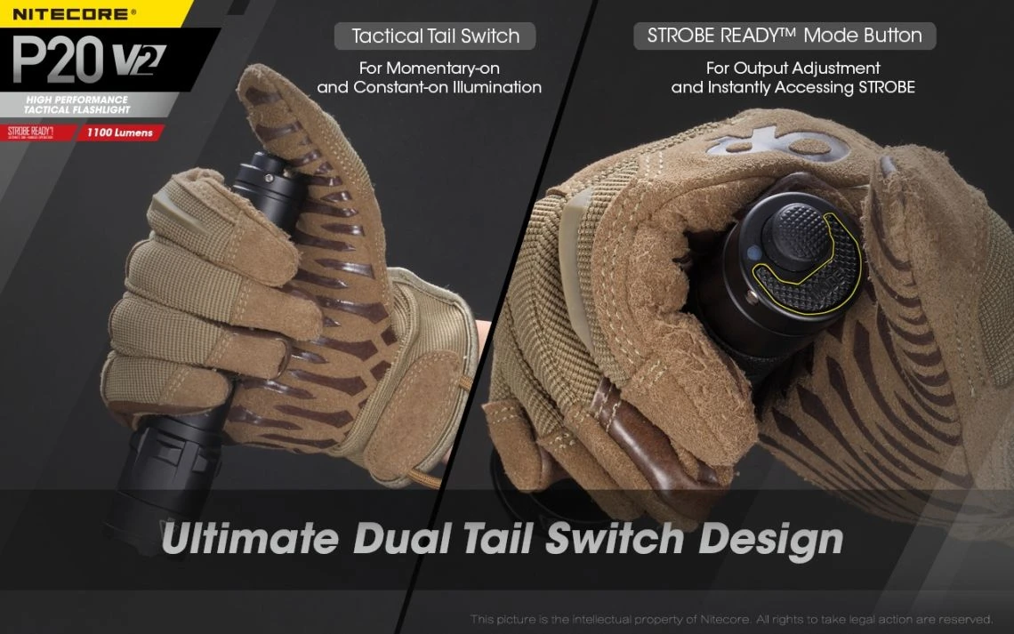 Nitecore P20 V2 Strobe Ready 1100 Lumen Tactical LED Torch - Image 12