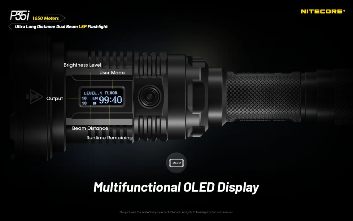 Nitecore P35i Dual Beam 3000 Lumen 1615m Throw Rechargeable LEP & LED Torch - Image 6