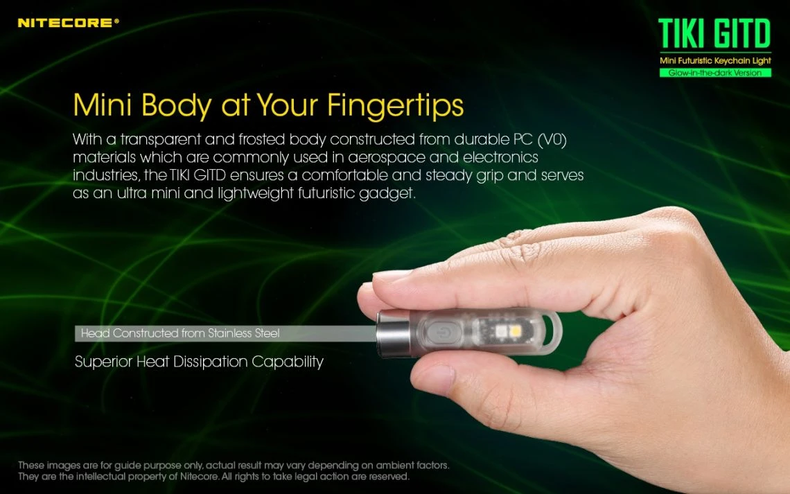Nitecore TIKI GITD Green Glow In The Dark 300 Lumen Keychain Light - Image 21