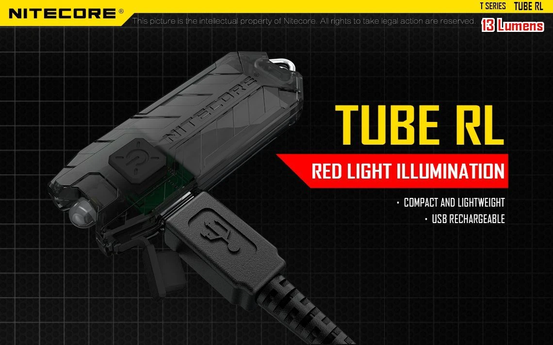 Nitecore Tube RL Red Light USB Rechargeable LED Keyring Torch - Image 11
