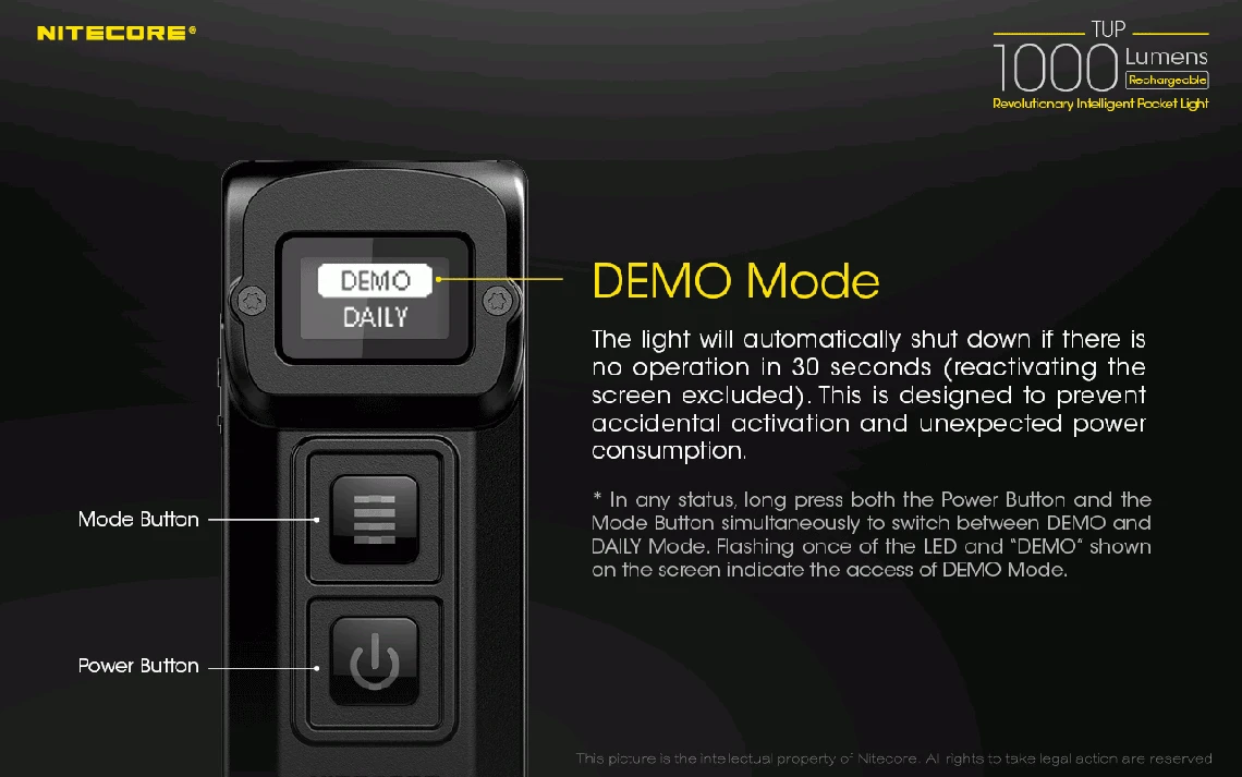 Nitecore TUP 1000 Lumens Intelligent USB Rechargeable Keychain Torch - Image 10