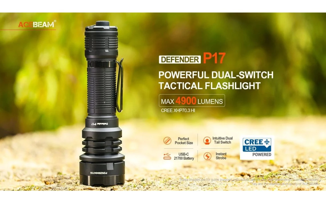 Acebeam Defender P17 Dual Switch 4900 Lumen Tactical Torch - Image 5