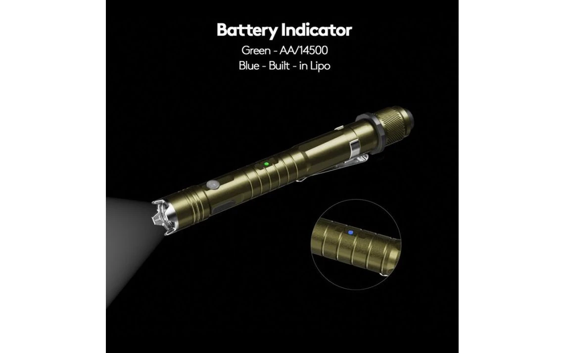 RovyVon H3 Pro Tactical 600 Lumen Hybrid Powered Rechargeable LED Penlight - Image 8