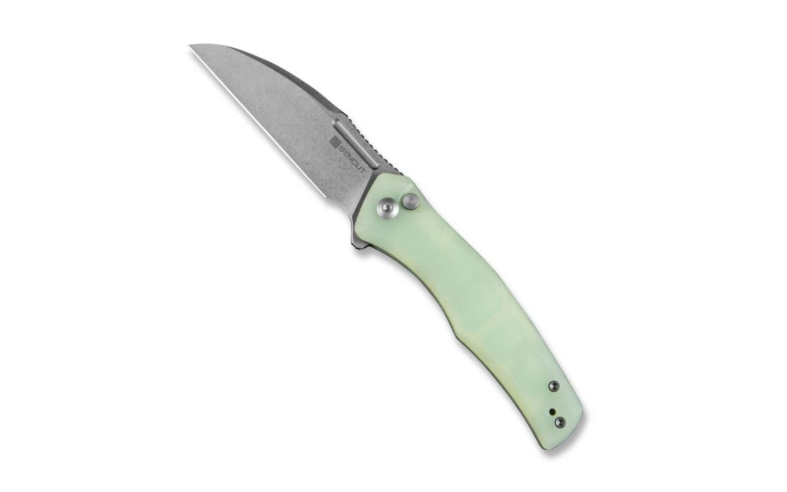 Sencut S21011-3 Watauga Flipper Button Lock Knife Natural G10 Handle 3.48"