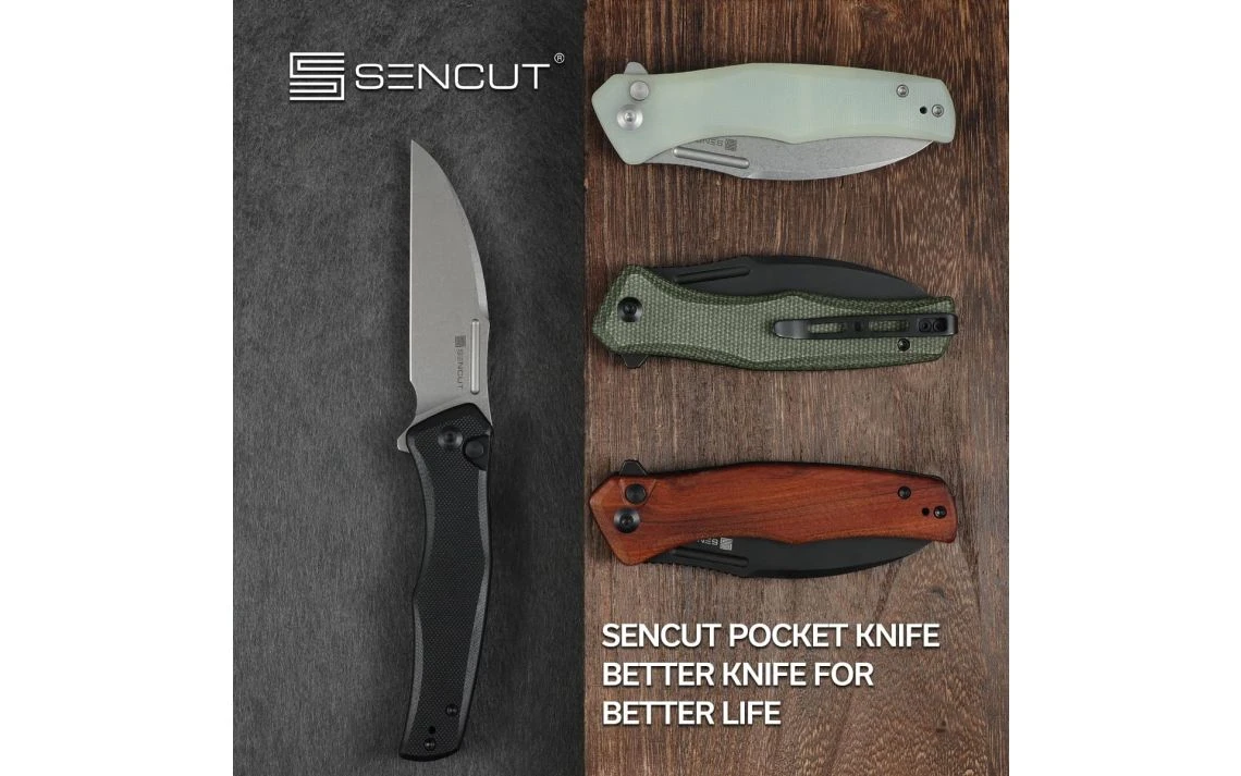 Sencut S21011-3 Watauga Flipper Button Lock Knife Natural G10 Handle 3.48" - Image 11