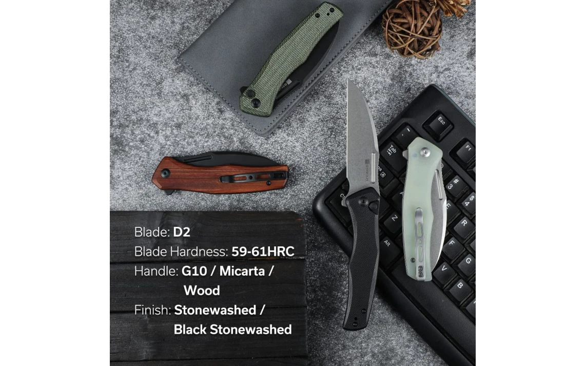 Sencut S21011-3 Watauga Flipper Button Lock Knife Natural G10 Handle 3.48" - Image 9