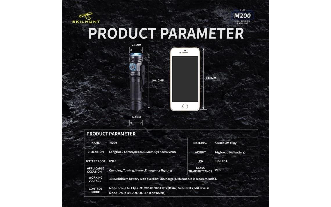 Skilhunt M200 Compact 1100 Lumen Magnetic Rechargeable LED Torch - Image 21