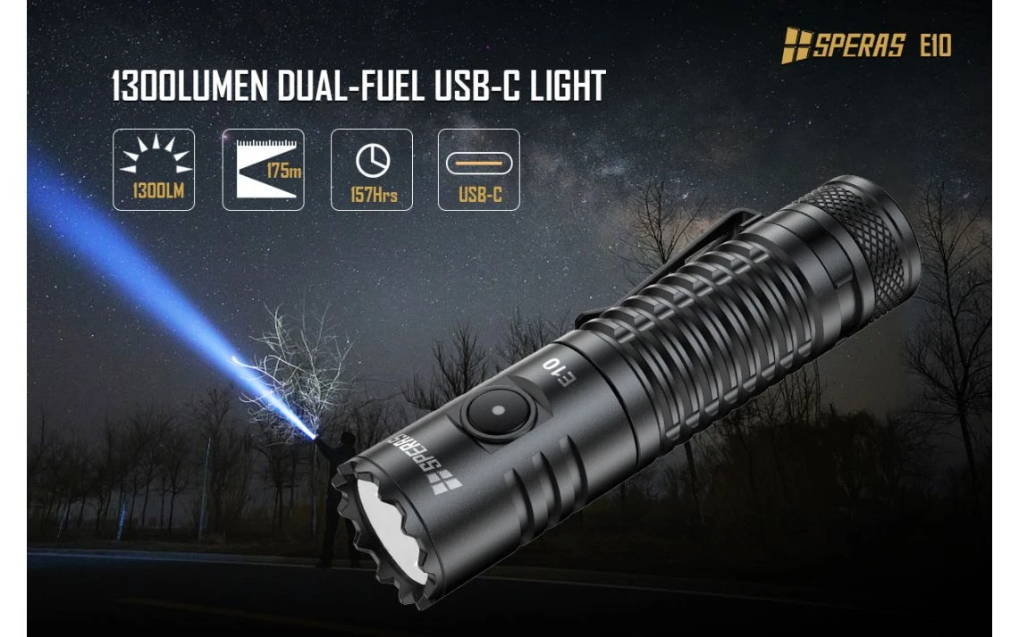 Speras E10 Compact 1300 Lumens USB-C Rechargeable EDC Torch 5 Speras E10 Compact 1300 Lumens USB-C Rechargeable EDC Torch - Image 3