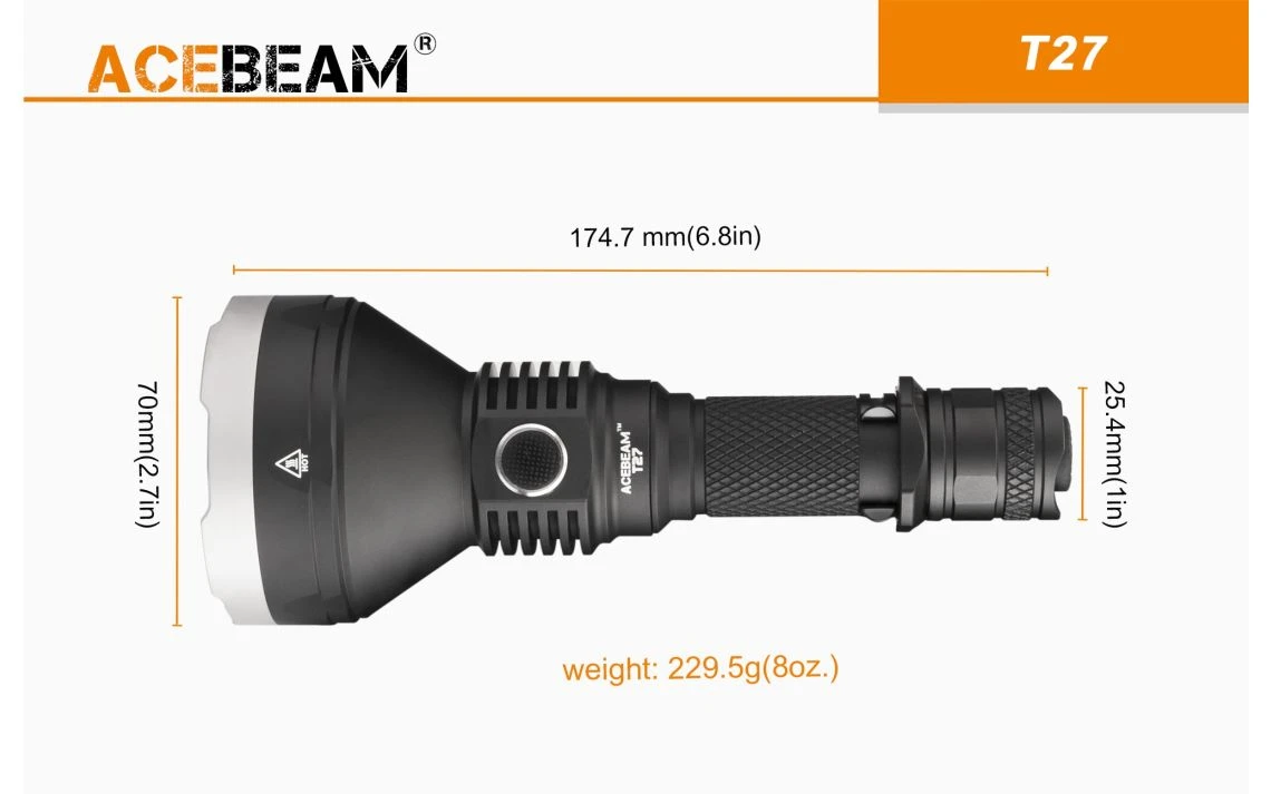Acebeam T27 Green Beam 220 Lumen Rechargeable LED Torch - Image 6