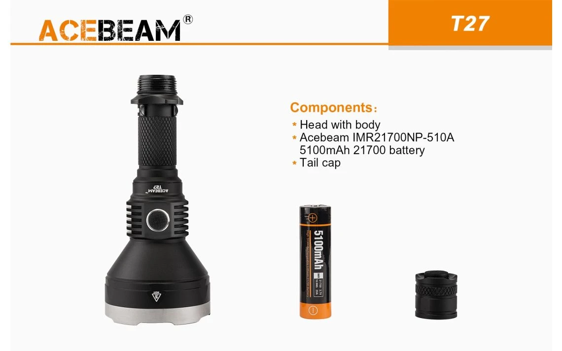 Acebeam T27 Green Beam 220 Lumen Rechargeable LED Torch - Image 4