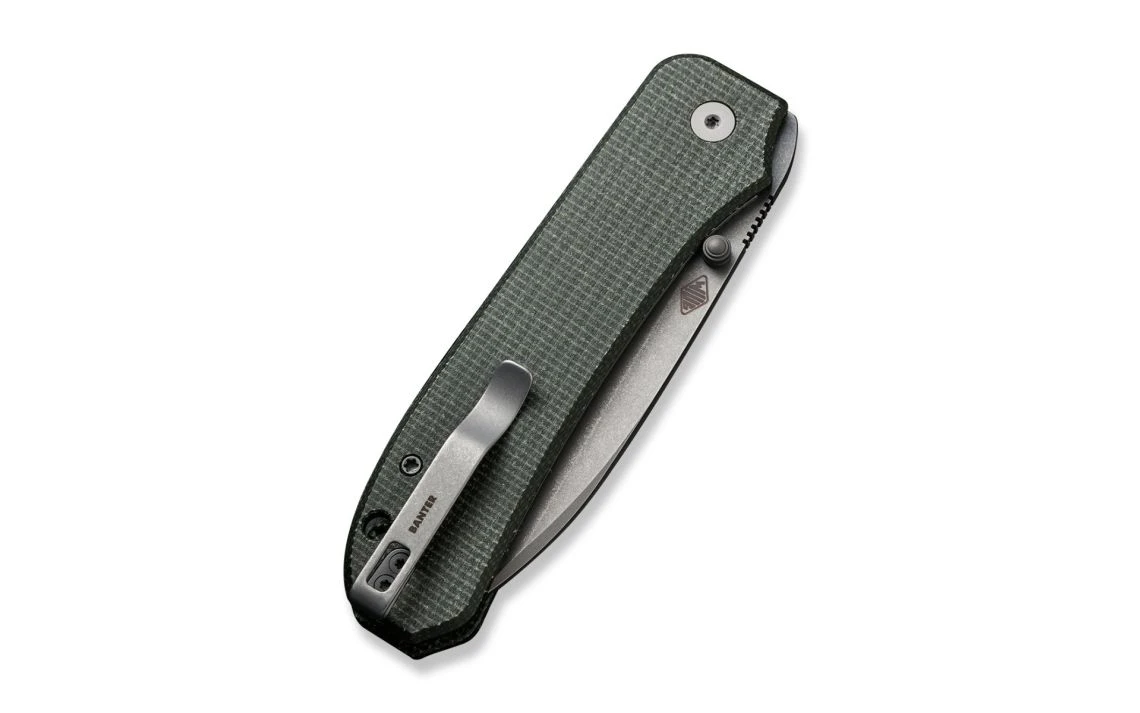 WE Knife WE21045-2 Big Banter Thumb Stud Knife Green Canvas Micarta Handle 3.69" - Image 4