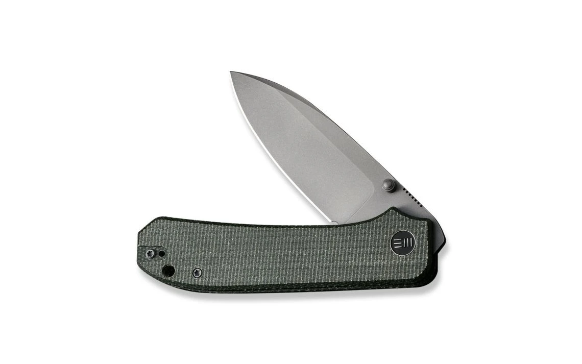 WE Knife WE21045-2 Big Banter Thumb Stud Knife Green Canvas Micarta Handle 3.69" - Image 6