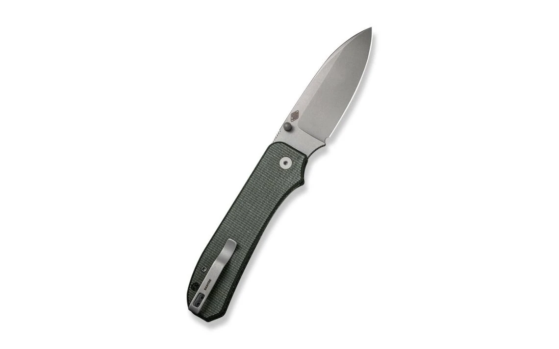 WE Knife WE21045-2 Big Banter Thumb Stud Knife Green Canvas Micarta Handle 3.69" - Image 2