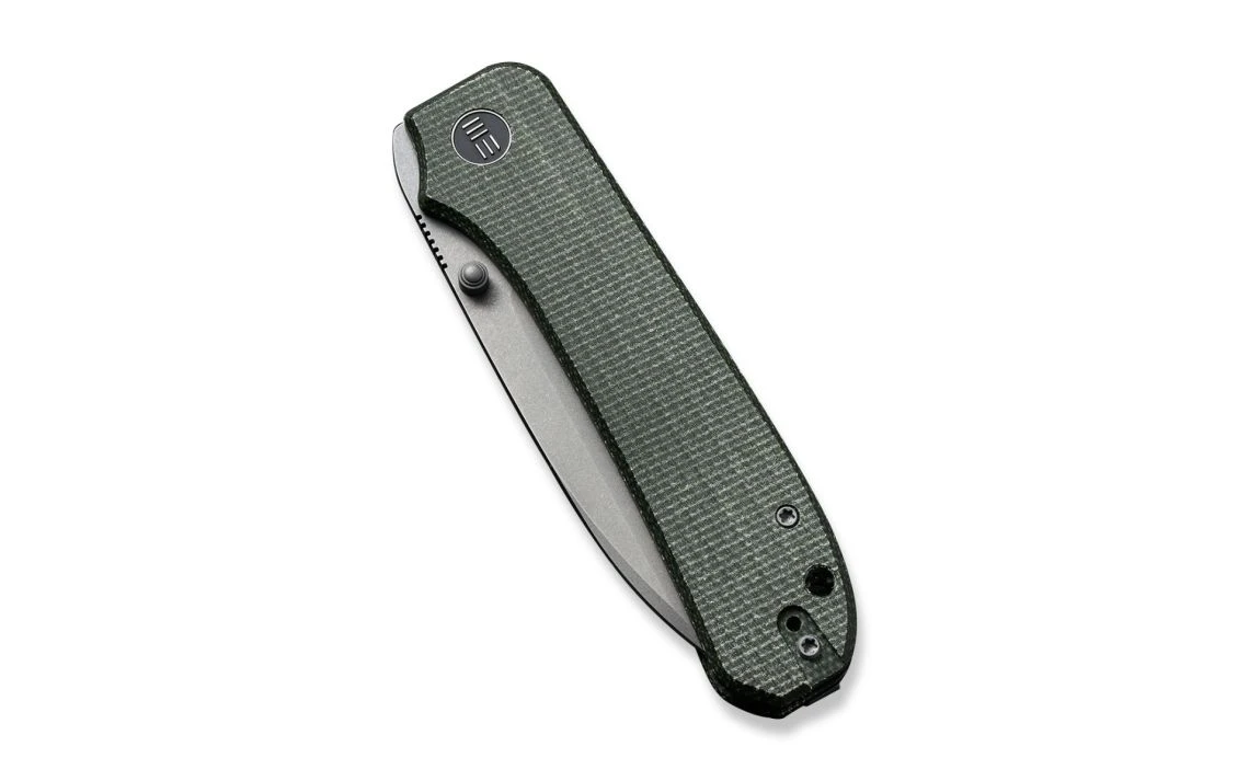 WE Knife WE21045-2 Big Banter Thumb Stud Knife Green Canvas Micarta Handle 3.69" - Image 3