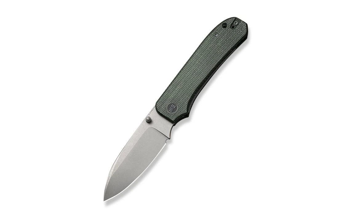 WE Knife WE21045-2 Big Banter Thumb Stud Knife Green Canvas Micarta Handle 3.69"