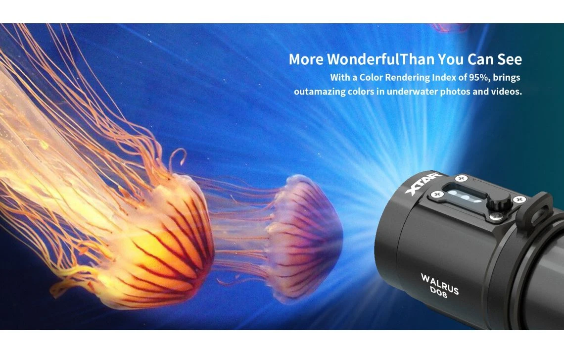 Xtar Walrus D08 Compact 2000 Lumen Diving LED Rechargeable Torch Kit - Image 10